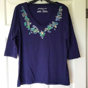 Greensource Embellished V Neck Top